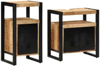 vidaXL Meuble de salle de bain 2 pièces Marron Bois de manguier brut massif