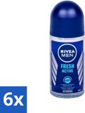Nivea Fresh Active Roll-On Deodorant for Men - 50ml (6 Pack)