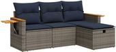vidaXL 4-delige Loungeset met kussens poly rattan grijs