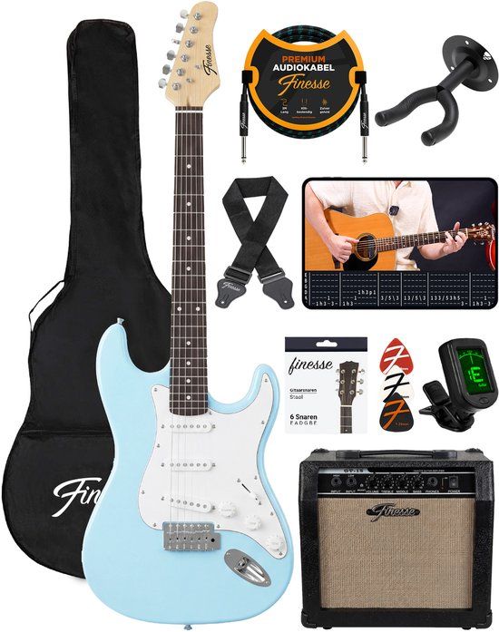 Finesse Elektrische Gitaar met Versterker - Blauw