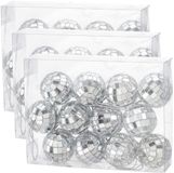 Cepewa disco kerstballen - 36x stuks - zilver - D3 cm - foam/glas - discobal/discobol