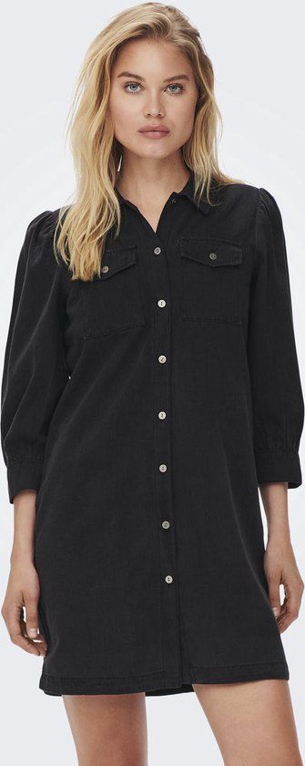ONLY ONLFELICA DNM DRESS NOOS Women's Dress - Size S - Washed Black - Denim - Long Sleeve