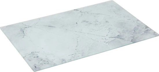 5five Snijplank van glas - rechthoek - wit met marmer print - 30 x 20 cm