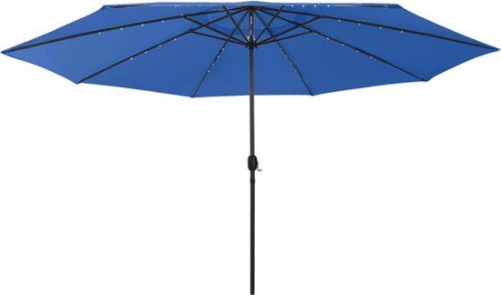vidaXL Stokparasol met LED-verlichting 400 cm azuurblauw