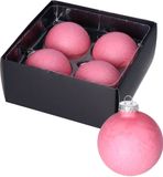 Othmar Decorations Luxe kleine kerstballen - 8x st - 8 cm - roze - glas - ice finish