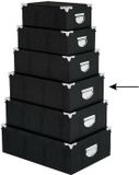 5Five Opbergdoos/box - 2x - Zwart - Karton - L40 x B26.5 x H14 cm