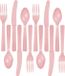 Set de couverts en plastique sans marque pour fête/barbecue - 96 pièces - rose clair - réutilisable
