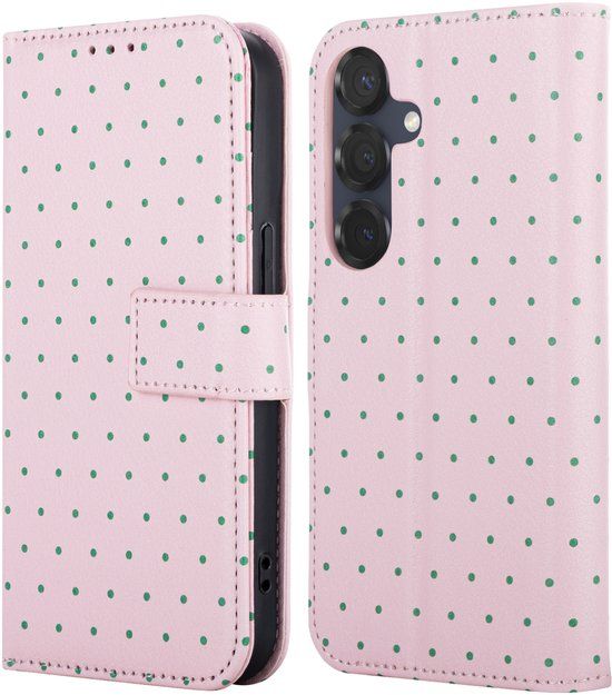 imoshion Hoesje - Geschikt voor Samsung Galaxy S25 - Design Bookcase smartphone - Happy Dots