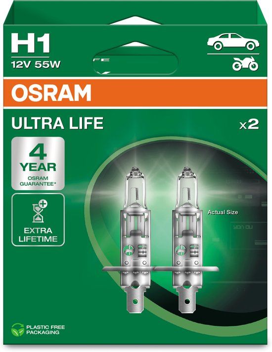 Osram Ultra Life H1 Halogeen Koplamp - 2 Stuks