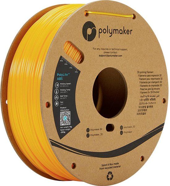 Polymaker PolyLite Filament ABS kunststof Geurarm 1.75 mm 1000 g Geel