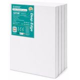 EXERZ 30x40cm Canvas Deep Edge 4pk Artist Framed 3.8cm Dikke 380GSM Pre-Stretched 100% Katoen/Blank/Triple Primed/Zuurvrij/Medium Grain//Acrylverf, Olieverf (30x40cm 4pk)