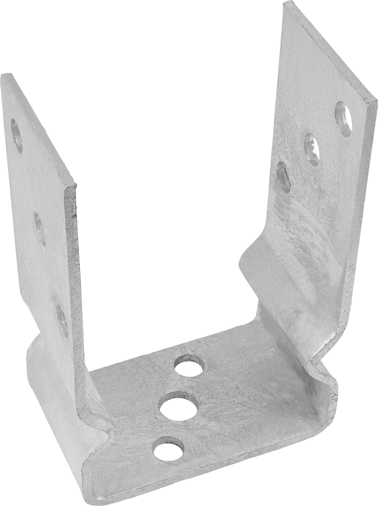 Connex Paaldrager - 91 x 150 x 60 mm - 4 mm materiaaldikte - chroomkleurig - thermisch verzinkt - om vast te schroeven - boring 11 mm/schroefhuls/U-paaldrager/paalanker / HV4282