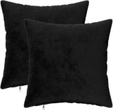 vidaXL Kussensloop - 2 stuks - HEERLEN - Zwart - 40 x 40 cm - Flanel