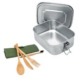 NERTHUS FIH 1653 – roestvrijstalen broodtrommel 800 ml + bamboe bestekset met etui