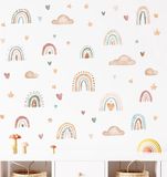Bo & Mila Muursticker Kinderkamer - Babykamer - Regenboog - Boho - 93x54cm - Jongen - Meisje