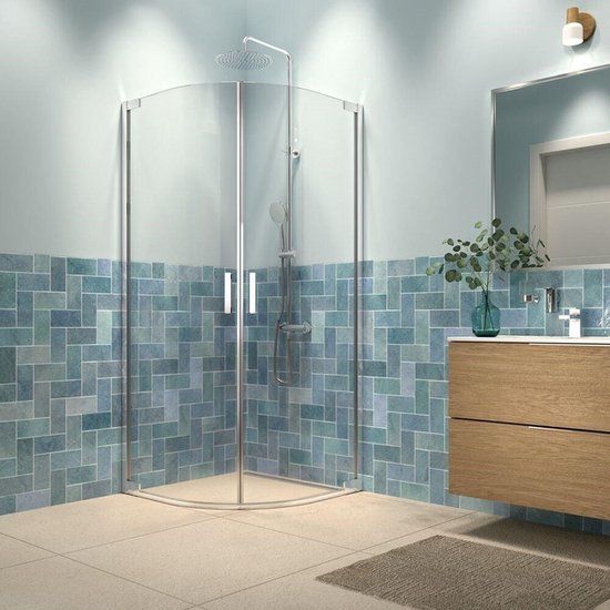 Sealskin Inc. Tweedelige kwartronde douchecabine 90x90x200cm 8mm helder veiligheidsglas met antikalklaag Zilver hoogglans