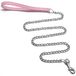 Goliton® Middelgrote kleine hondenketting leiband met PU lederen handvat (roze)
