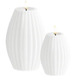 Bougie LED rainurée 2 pièces, Ø 7,5 x 10 + Ø 10 x 15 cm Blanc