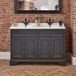 Hudson Reed Ancien Meuble salle de bain rétro - Plan Double Vasque - 120 cm - Gris noir - Poignée ronde noire