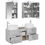 vidaXL - Badkamermeubel - Set - 5 - st - Betongrijs - Bewerkt - hout - en - glas