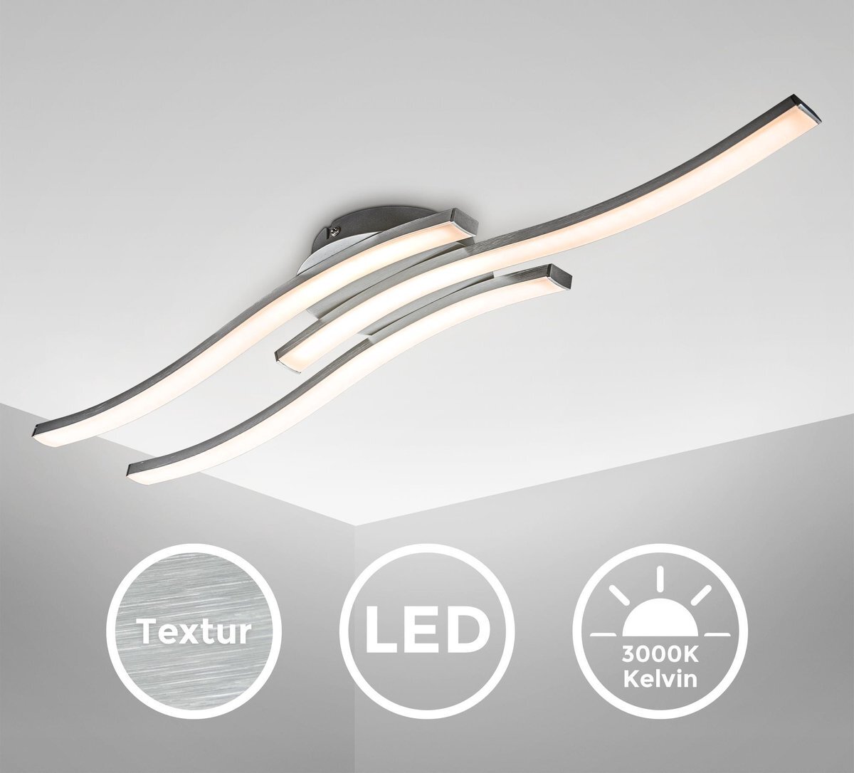 B.K.Licht - LED Plafondlamp - modern - voor binnen - woonkamer plafonniére - 3.000K - 1.440Lm - 6W