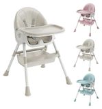 Chaise haute 4-en-1 pour bébé - Chaise repas avec table - Réglable - Pliable - Chaise combinée pour bébés, adaptée à l'alimentation de 6 mois à 2 ans - Beige