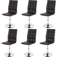 Générique HWC-C41 Set van 6 eetkamerstoelen, keukenstoel, in hoogte verstelbaar draaibaar, kunstleer MVG-gecertificeerd ~ bruin