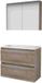 Basic Line Comfort 39 Badkamermeubelset - Ondiep - 80 x 39 cm - Greeploos - 2 Lades - Acryl Wastafel - Zonder Kraangat - Spiegelkast - Scotch Oak