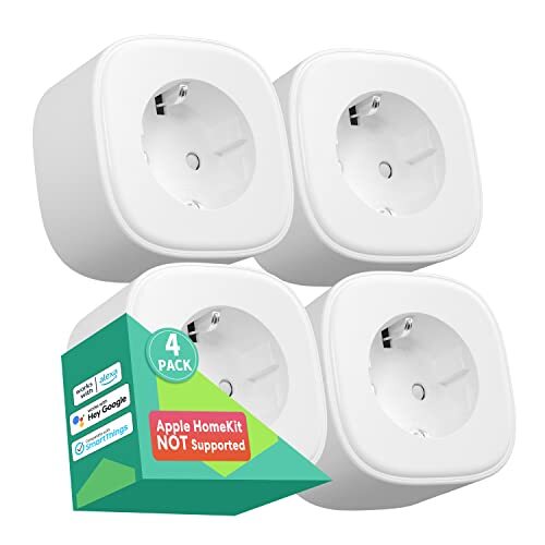 meross Stopcontact (type F), intelligent wifi-stopcontact, compatibel met Alexa, Google Home en Nest Hub, 4 stopcontacten programmeerbaar, met spraakbediening, afstandsbediening en tijdfunctie (1)