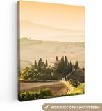OneMillionCanvasses Canvas schilderij 120x160 cm - Landschap - Groen - Toscane