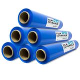 Blauwe m-office Blauwe folie om te verpakken, kunststof afdekking, blauwe folie voor verhuisdozen, ter bescherming van meubels en zendingen, afmetingen 50 cm x 200 m rekbaar · m-office (blauw, 6 stuks)