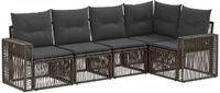 vidaXL Tuinbank - Set - 5 zitplekken - Grijs en Donkergrijs - Polyrattan