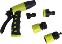 Pro Garden Set de tuyères de jardin 4 pièces - pistolet de pulvérisation avec raccords - 14 cm - plastique - vert/noir - 4 positions