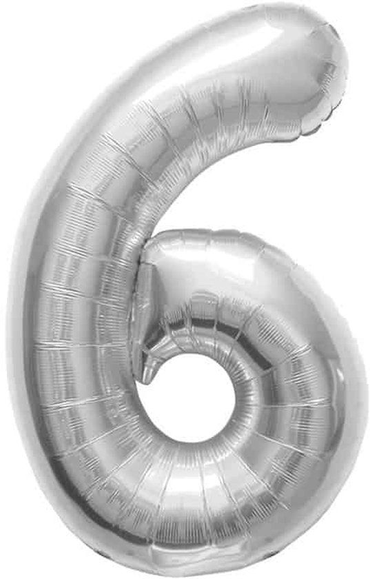 Folat - Folieballon Cijfer 6 Zilver - 86 cm