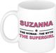 Bellatio Decorations Shoppartners Bv Naam cadeau Suzanna - The woman, The myth the supergirl koffie mok / beker 300 ml - Oudroze