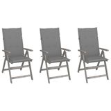 VidaXL Tuinstoel Terras Gecapitonneerde zitting Acaciahout Grijs (4 stuks)