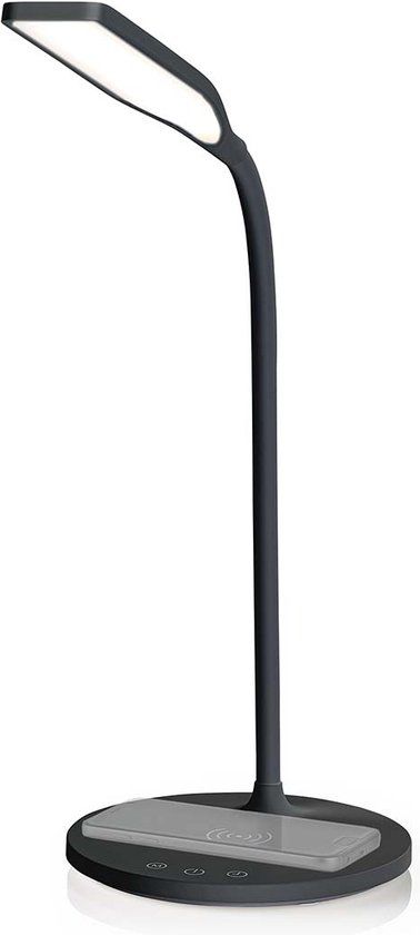 Nedis LED Bureaulamp – Draadloze Oplader – Touch Dimbaar – Timer – Zwart