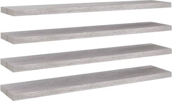 vidaXL Wandschappen - zwevend - 4 st - 120x23,5x3,8 cm - MDF - betongrijs
