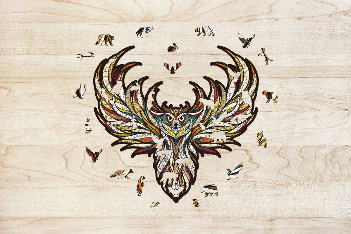 Eco-Wood-Art Houten Legpuzzel Uil Size M - 29,7x28,3x0,5cm - 2338