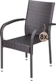 Casaria Tuinstoelen Stapelbaar – Set van 8 – 90x56x60 cm – Bruin
