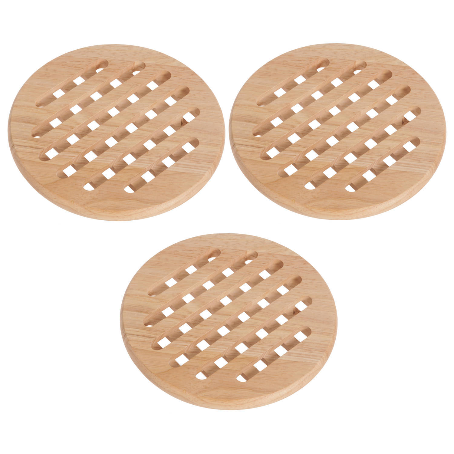 Cosy&Trendy Set van 3x stuks ronde pannen onderzetters van hout 19 cm - Onderzetters voor ovenschalen en kookpannen