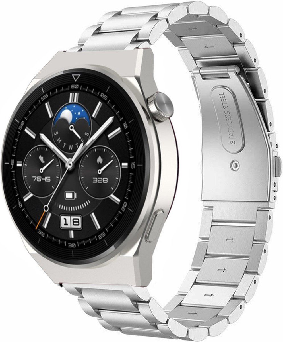 Strap-it Huawei Watch GT 3 Pro 46mm stalen band - zilver