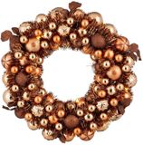 Mica Decorations Couronne de Noël avec éclairage - Couronne de porte H8,5 x Ø47 cm - Marron