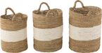 J-Line set van 3 manden - zeegras - Blanc/Naturel