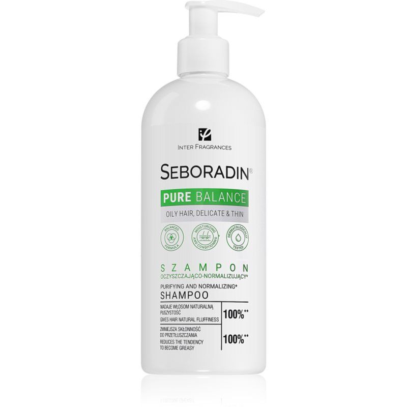 Seboradin Pure Balance Seboradin Shampoo + Conditioner Shampoo for Thin Fine Hair Prone to Greasiness - Moisturizing and Volumizing (Vloeibare shampoo, 400 ml)