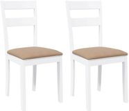 vidaXL Eetkamerstoelen met kussens 2 stuks massief rubberhout wit