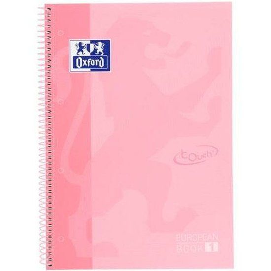 Oxford Europeanbook - A4+ - Ruit 5mm - 80 vel - Pastel Roze