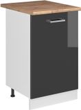 Vicco Keukenonderkast R-Line, Antraciet Hoogglans/Wit, 50 cm goudkleurig eiken werkblad
