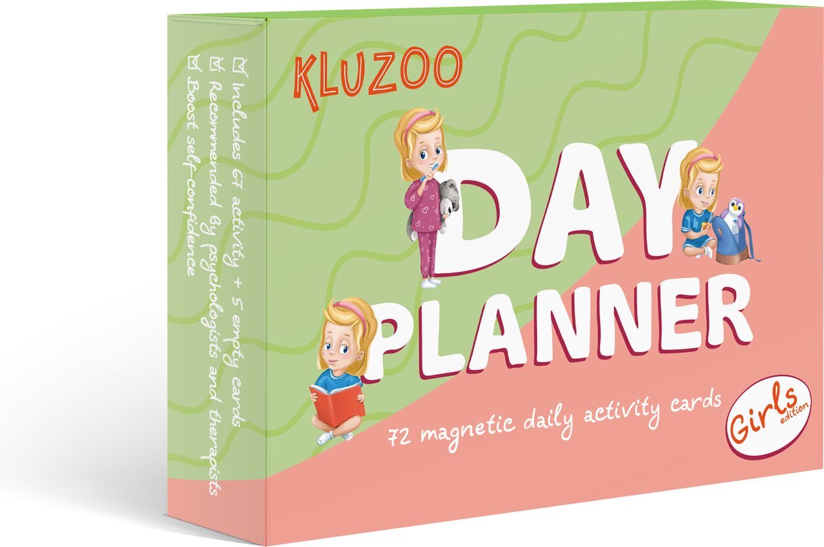 KLUZOO Dagplanner – 72 Magnetische Kaarten Meisje-Pictogrammen voor Planbord met Activiteiten en Taken – Zindelijkheidstraining – Beloningssysteem – Montessori Speelgoed - Zindelijkheid - Potjestraining Jongens en Meisje – Dagritme - Planner – Kind