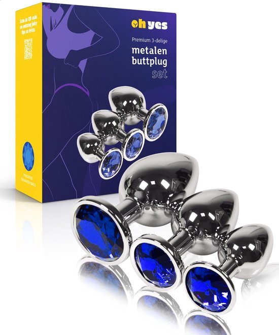 Metalen Buttplugs voor mannen en vrouwen - Erotiek & Seksspeeltjes - Buttplug Set 3-Delig - Anale speeltjes & Butt Plug - Blauw